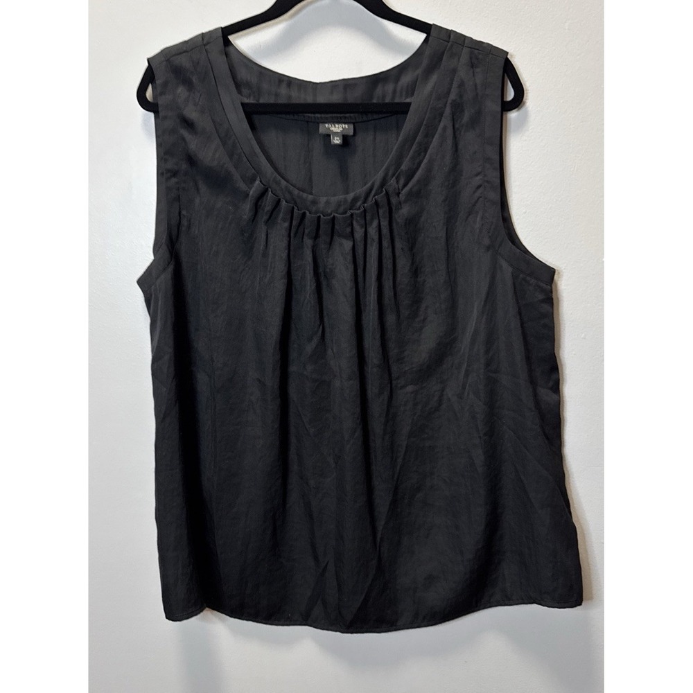 Talbots Women's Tank Shirt Black Sleeveless Top Size 2X With Pleats